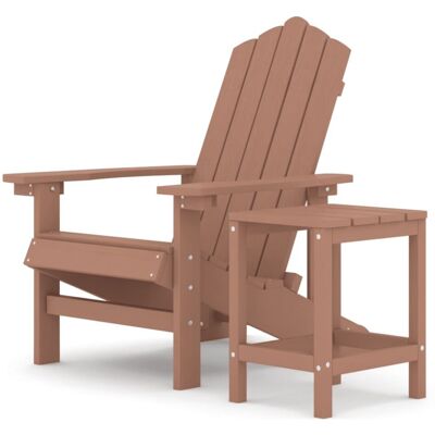 vidaXL Garden Adirondack Chair with Table HDPE Brown Patio Outdoor Armchair vidaXL Garden Adirondack Chair with Table HDPE Brown Patio Outdoor Armchair