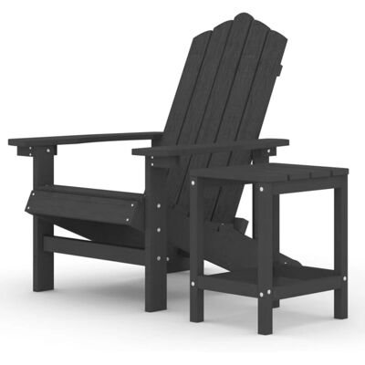 vidaXL Garden Adirondack Chair with Table HDPE Anthracite Outdoor Armchair vidaXL Garden Adirondack Chair with Table HDPE Anthracite Outdoor Armchair