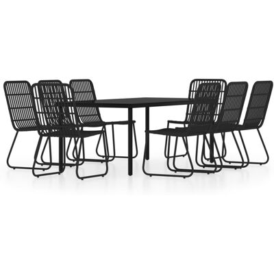 vidaXL Garden Dining Set 9 Piece Black Patio Outdoor Table and Chair Furniture vidaXL Garden Dining Set 9 Piece Black Patio Outdoor Table and Chair Furniture
