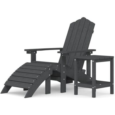 vidaXL Garden Adirondack Chair with Footstool & Table HDPE Anthracite Armchair vidaXL Garden Adirondack Chair with Footstool & Table HDPE Anthracite Armchair
