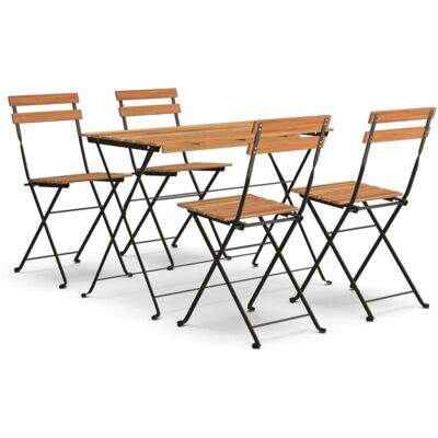 (black, 5 piece) vidaXL Folding Bistro Set Solid Wood Acacia and Steel Black/Whi (black, 5 piece) vidaXL Folding Bistro Set Solid Wood Acacia and Steel Black/Whi