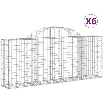 vidaXL Arched Gabion Basket - 6 pcs, 200x30x80/100 cm, Galvanised Iron - Garden Decorative Wall vidaXL Arched Gabion Basket - 6 pcs, 200x30x80/100 cm, Galvanised Iron - Garden Decorative Wall
