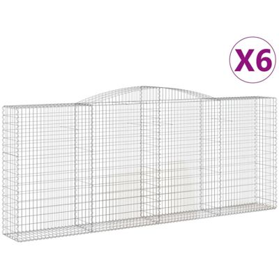 VidaXL Arched Gabion Basket - 6 pcs, 400x50x160/180 cm, galvanized iron, decorative garden barrier VidaXL Arched Gabion Basket - 6 pcs, 400x50x160/180 cm, galvanized iron, decorative garden barrier