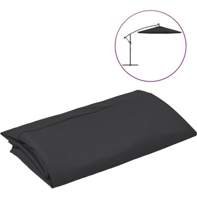 vidaXL Black Replacement Fabric for 300cm Cantilever Umbrella - Sunshade vidaXL Black Replacement Fabric for 300cm Cantilever Umbrella - Sunshade
