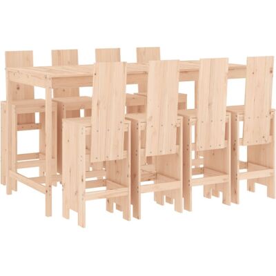 vidaXL Garden Bar Set Outdoor Bar Table Set Bar Stool - 9 Piece Natural Pine vidaXL Garden Bar Set Outdoor Bar Table Set Bar Stool - 9 Piece Natural Pine