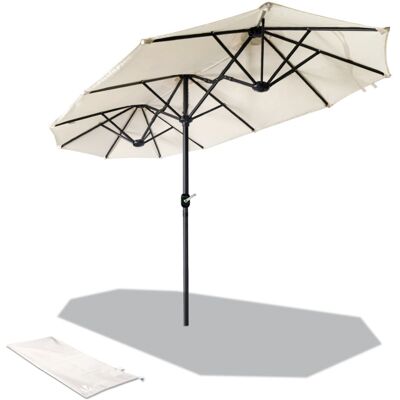 VOUNOT 3m Double Garden Parasol Table Umbrella with Crank - Beige, UV-Resistant VOUNOT 3m Double Garden Parasol Table Umbrella with Crank - Beige, UV-Resistant