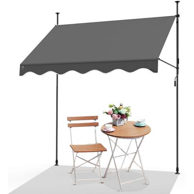 VOUNOT 3 x 1.2m Patio Telescopic Awning, Retractable Manual Awning, Adjustable W VOUNOT 3 x 1.2m Patio Telescopic Awning, Retractable Manual Awning, Adjustable W