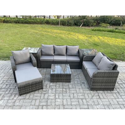 Fimous Rattan Garden Furniture 7 Piece Patio Set With Reclining Chair Love seat Fimous Rattan Garden Furniture 7 Piece Patio Set With Reclining Chair Love seat