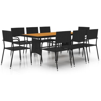 VidaXL Garden Dining Set - 9-Piece Synthetic Rattan Black VidaXL Garden Dining Set - 9-Piece Synthetic Rattan Black