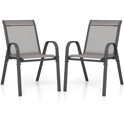 Casart Set of 2 Patio Chairs Outdoor Garden Stackable Metal Dining Armchair Casart Set of 2 Patio Chairs Outdoor Garden Stackable Metal Dining Armchair