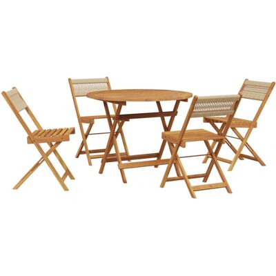 vidaXL Garden Dining Set 5 Piece Chairs Beige Polypropylene and Solid Wood - Garden Dining Set vidaXL Garden Dining Set 5 Piece Chairs Beige Polypropylene and Solid Wood - Garden Dining Set