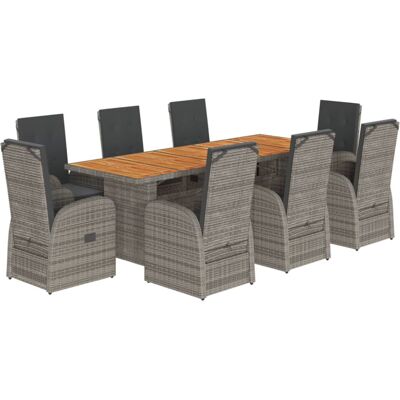 vidaXL 9 Piece Garden Dining Set with Cushions - Garden Furniture vidaXL 9 Piece Garden Dining Set with Cushions - Garden Furniture