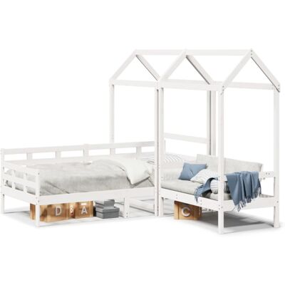 vidaXL Day Bed and Bench Set with Roof - Day Bed & Bench Set vidaXL Day Bed and Bench Set with Roof - Day Bed & Bench Set