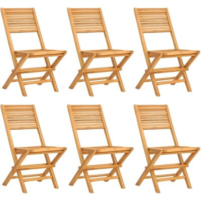 vidaXL Set of 6 Solid Teak Wood Folding Patio Chairs - Outdoor Seating vidaXL Set of 6 Solid Teak Wood Folding Patio Chairs - Outdoor Seating