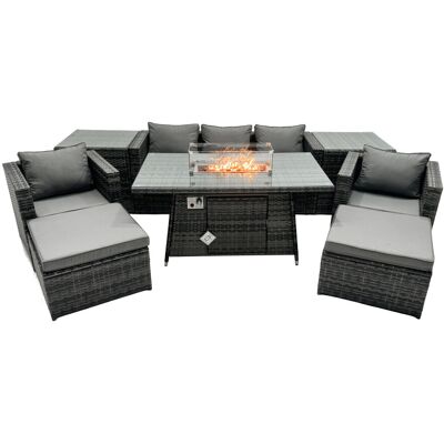 Fimous Rattan Garden Furniture Firepit Dining Set 7 Seater Lounge Sofa Table Set Fimous Rattan Garden Furniture Firepit Dining Set 7 Seater Lounge Sofa Table Set