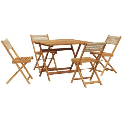 vidaXL Garden Dining Set - 5 Pcs, Beige, Foldable, Weatherproof vidaXL Garden Dining Set - 5 Pcs, Beige, Foldable, Weatherproof