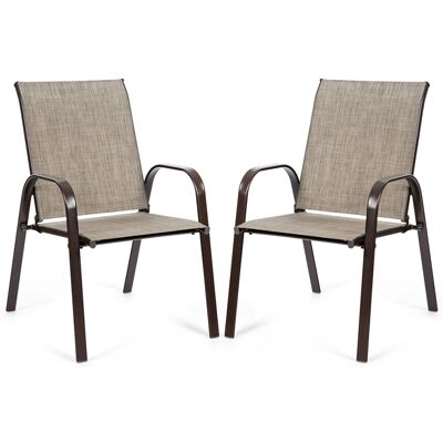 Costway Set of 2 Patio Chairs Portable Garden Camping Dining Chairs-Grey Costway Set of 2 Patio Chairs Portable Garden Camping Dining Chairs-Grey