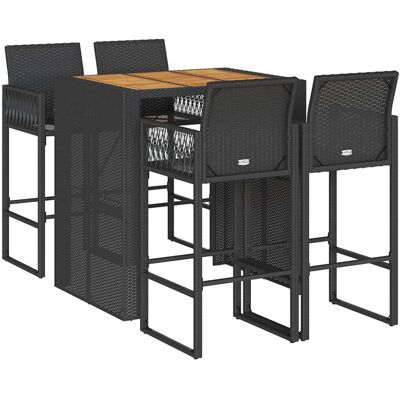 vidaXL 5-Piece Garden Bar Set Black Poly Rattan - Garden Bar Set vidaXL 5-Piece Garden Bar Set Black Poly Rattan - Garden Bar Set