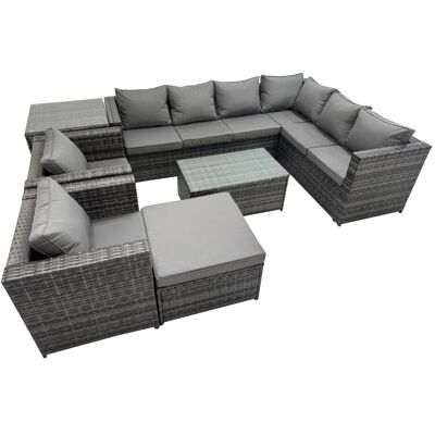 Fimous Rattan Garden Furniture Set with 2 Chairs Big Stool Side Table Fimous Rattan Garden Furniture Set with 2 Chairs Big Stool Side Table