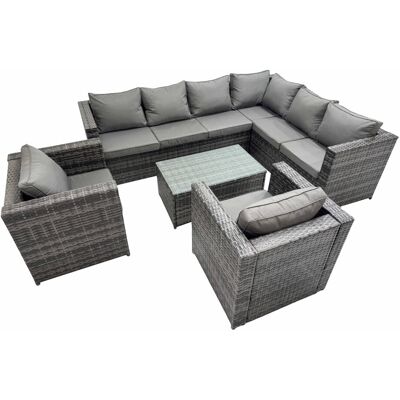 Fimous Rattan Garden Furniture Set with 2 Chairs Dark Grey Mixed Fimous Rattan Garden Furniture Set with 2 Chairs Dark Grey Mixed