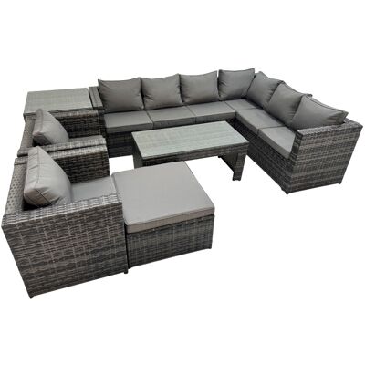 Fimous Garden Furniture Set with 2 Chair Big Stool Side Table Dark Grey Mixed Fimous Garden Furniture Set with 2 Chair Big Stool Side Table Dark Grey Mixed