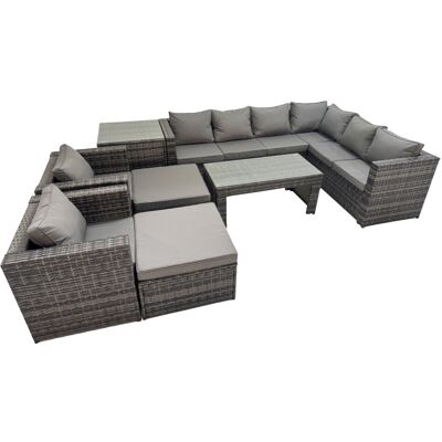 Fimous Garden Furniture Set with 2 Chairs 2 Big Stools Side Table Dark Grey Fimous Garden Furniture Set with 2 Chairs 2 Big Stools Side Table Dark Grey