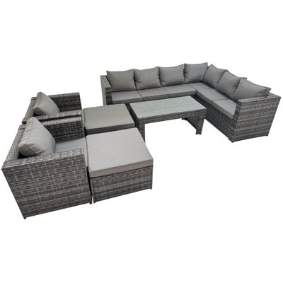 Fimous Garden Furniture Set with 2 Chairs 2 Big Stools Dark Grey Mixed Fimous Garden Furniture Set with 2 Chairs 2 Big Stools Dark Grey Mixed
