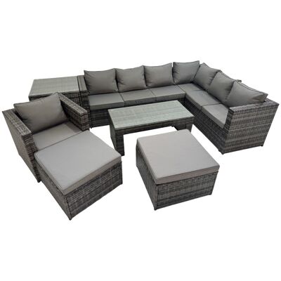 Fimous Garden Furniture Set with Chair 2 Big Stool Side Table Dark Grey Mixed Fimous Garden Furniture Set with Chair 2 Big Stool Side Table Dark Grey Mixed