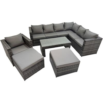 Fimous Garden Furniture Set with Chair 2 Big Stools Dark Grey Mixed Fimous Garden Furniture Set with Chair 2 Big Stools Dark Grey Mixed