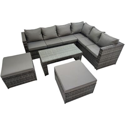 Fimous Garden Furniture Set with Chair 2 Big Stools Dark Grey Mixed Fimous Garden Furniture Set with Chair 2 Big Stools Dark Grey Mixed
