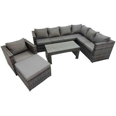 Fimous Garden Furniture Set with Chair Big Stool Dark Grey Mixed Fimous Garden Furniture Set with Chair Big Stool Dark Grey Mixed