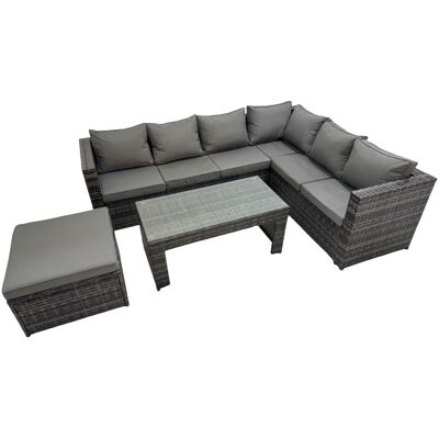 Fimous Garden Furniture Set with Big Stool Dark Grey Mixed Fimous Garden Furniture Set with Big Stool Dark Grey Mixed