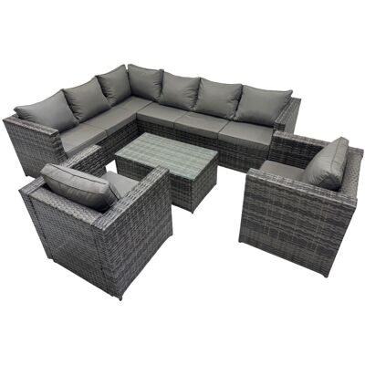 Fimous Outdoor Rattan Garden Furniture Set with 2 Chairs Dark Grey Mixed Fimous Outdoor Rattan Garden Furniture Set with 2 Chairs Dark Grey Mixed