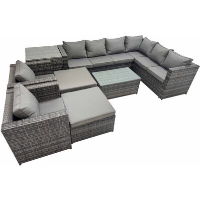 Fimous Rattan Garden Furniture Set with 2 Chairs 2 Big Stools Side Table Fimous Rattan Garden Furniture Set with 2 Chairs 2 Big Stools Side Table