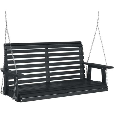 vidaXL Garden Swing Chair Black - Weather-Resistant Wood - 122.5x63x56cm vidaXL Garden Swing Chair Black - Weather-Resistant Wood - 122.5x63x56cm