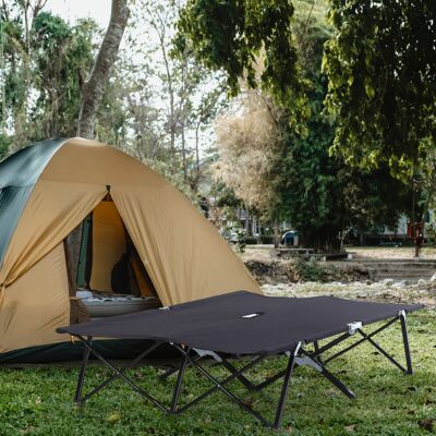 Outsunny - Double Camping Folding - Black - Camping Cot Outsunny - Double Camping Folding - Black - Camping Cot