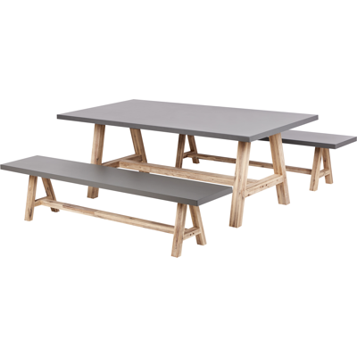 Beliani Garden Concrete Acacia Wood Dining Set - Industrial Style Beliani Garden Concrete Acacia Wood Dining Set - Industrial Style