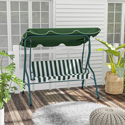 Outsunny 3-person Garden Swing Chair w/ Adjustable Canopy, Green Stripes Outsunny 3-person Garden Swing Chair w/ Adjustable Canopy, Green Stripes