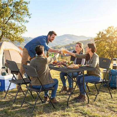 Outsunny 5 Piece 6ft Foldable Table and Chairs, Portable Picnic Table Set Outsunny 5 Piece 6ft Foldable Table and Chairs, Portable Picnic Table Set