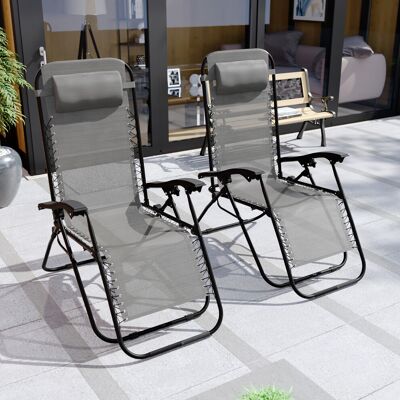 Garden Vida (Grey) Set of 2 Zero Gravity Patio Chairs Loungers UKFR Garden Vida (Grey) Set of 2 Zero Gravity Patio Chairs Loungers UKFR