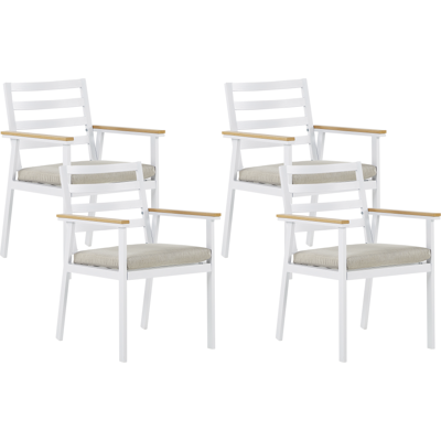 Beliani Garden Chairs Set - Aluminium Beige Cushions - Outdoor Furniture Beliani Garden Chairs Set - Aluminium Beige Cushions - Outdoor Furniture