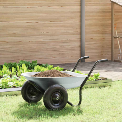 vidaXL Wheelbarrow Silver and Black 124 x 73 x 65 cm Steel vidaXL Wheelbarrow Silver and Black 124 x 73 x 65 cm Steel