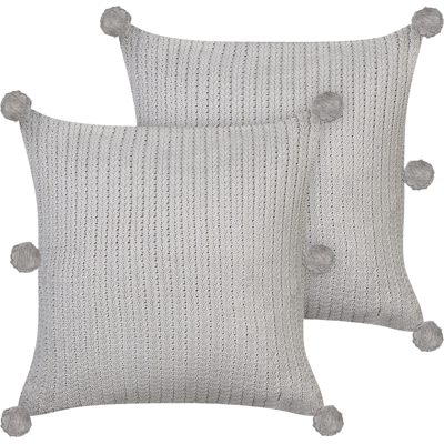Beliani Cotton Square Cushions - Set of 2 - Grey - Modern Decor Beliani Cotton Square Cushions - Set of 2 - Grey - Modern Decor