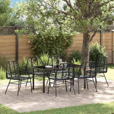Generic - 7pc Poly Rattan - Black - Garden furniture set Generic - 7pc Poly Rattan - Black - Garden furniture set
