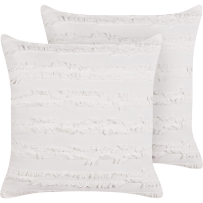 Beliani White Cotton Cushions - Set of 2 - 45x45 cm - Modern Decor Beliani White Cotton Cushions - Set of 2 - 45x45 cm - Modern Decor