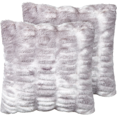 Beliani Light Grey Faux Fur Square Cushions - Cushion Beliani Light Grey Faux Fur Square Cushions - Cushion
