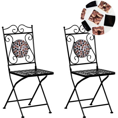 Beliani Carpino Vintage Metal Garden Chairs - Black Beliani Carpino Vintage Metal Garden Chairs - Black