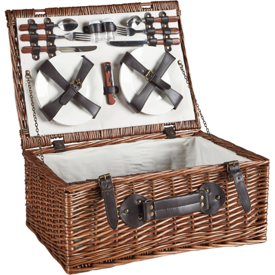 Beliani Picnic Basket PRUNEAU Wicker Brown Beliani Picnic Basket PRUNEAU Wicker Brown