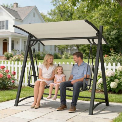 Outsunny 3 Seater Swing Chair, Garden Swing Bench with Adjustable Canopy Outsunny 3 Seater Swing Chair, Garden Swing Bench with Adjustable Canopy