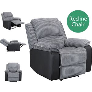 (Grey) WestWood Fabric Manual Recliner Sofa Faux Leather Armchair Lounge Cinema (Grey) WestWood Fabric Manual Recliner Sofa Faux Leather Armchair Lounge Cinema